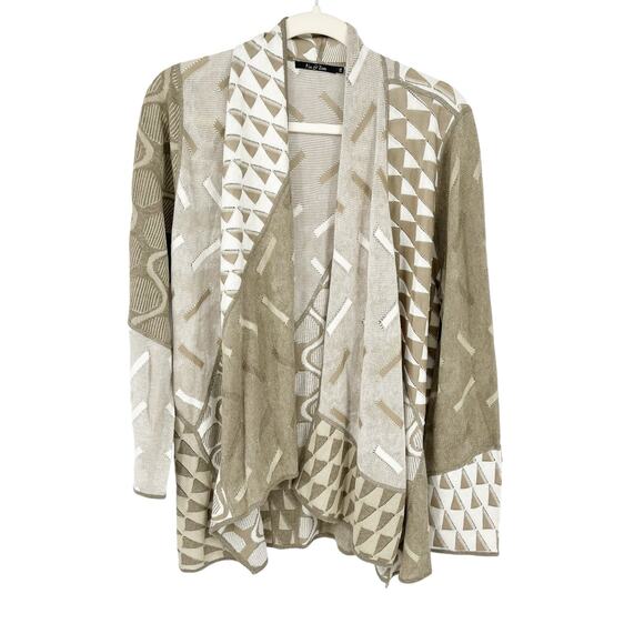 Nic + Zoe Womens Geometric Print Open Front Layered Cardigan Sweater Size 1X - Picture 1 of 7